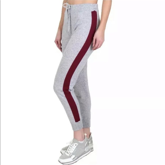 New Juicy Couture Cashmere 100% Black Pink Drawstring Track Pants Soft S - Picture 2 of 11